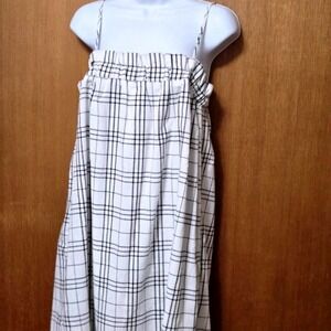 VERYJ Women's Plaid‎ Spaghetti Strap Midi Dress Size L Linen Blend